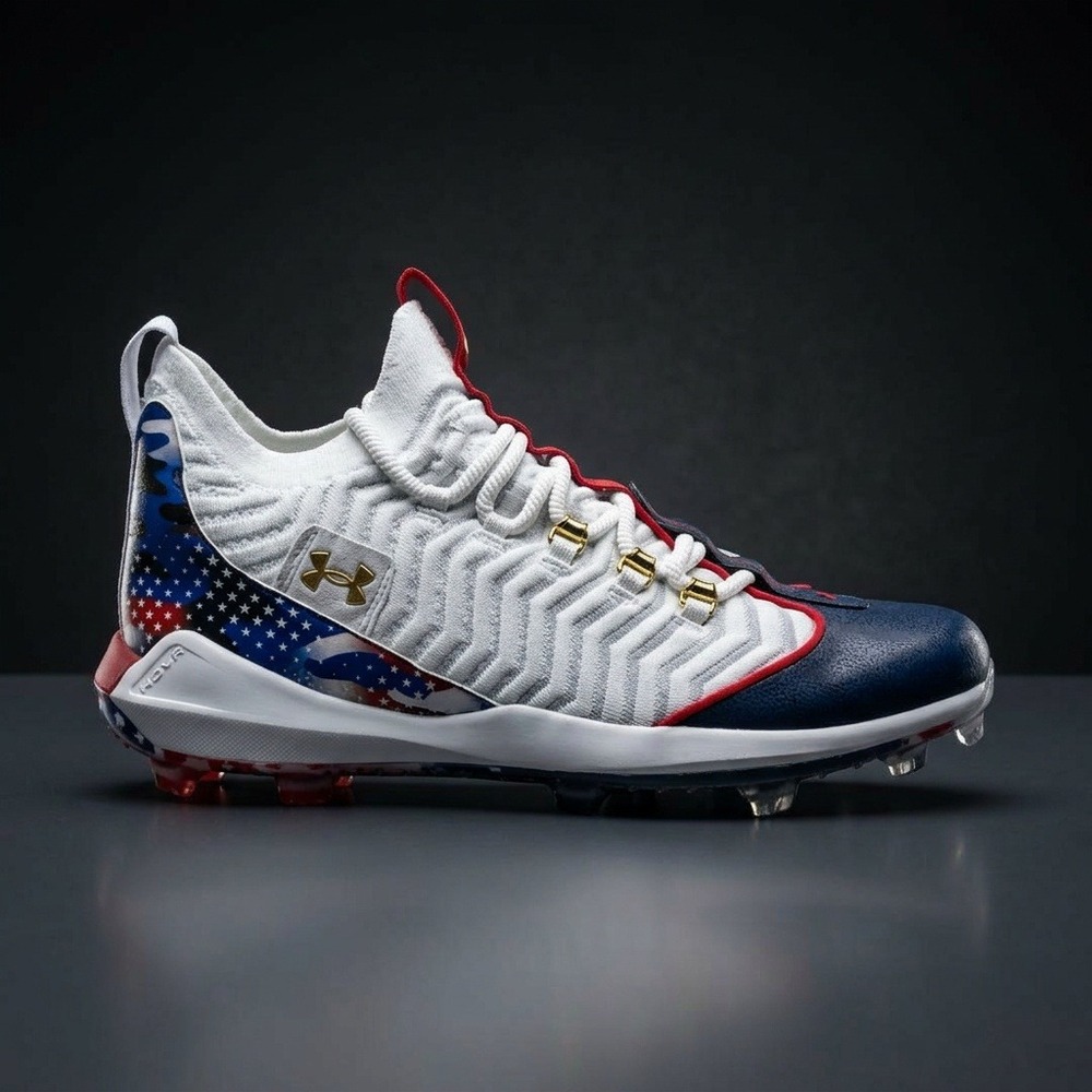 Under Armour Harper 9 Pro TPU USA Baseball Cleats White Blue Mens Size 13 NWB